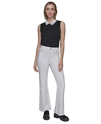 Karl Lagerfeld Paris Women's Patch Pocket Flare-Leg Jeans