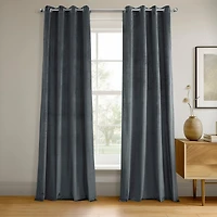Half Price Drapes Distance Blue Grey Grommet Signature Velvet Blackout Curtain