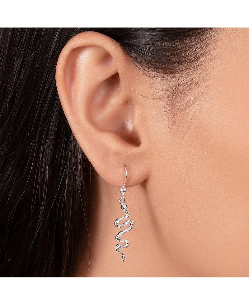 Bling Jewelry Egyptian Serpent Dangle Earrings Snake Design Sterling Silver