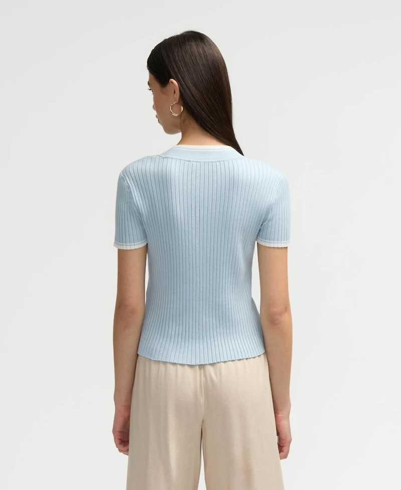 Nvlt Women's Short Sleeve Cardigan Sweater