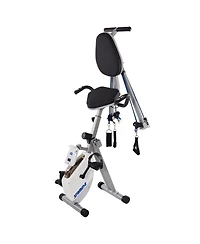 Stamina Foldable Exercise Bike and Strength System With Smart Workout App and 250 Pound Weight Capacity for Home Workout, Gray