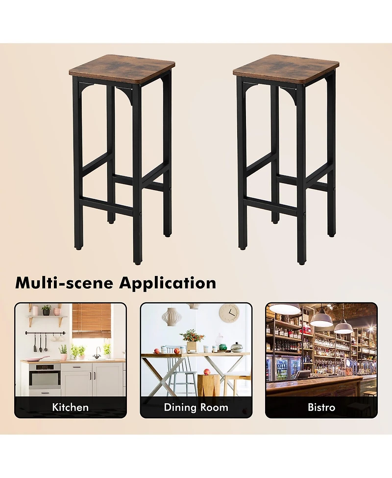 Gymax Set of 2 Industrial Bar Stools 28'' Kitchen Breakfast Bar Chairs