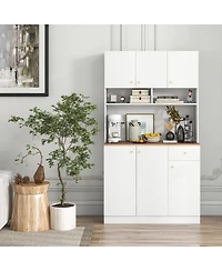 Pantry Cabinet with Built-in Outlets for Convenient Dining Room Storage