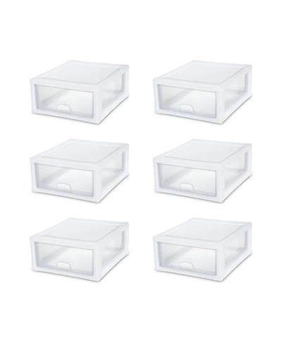 Sterilite 16 Quart Clear Plastic Stacking Storage Drawer Container Box, 6 Pack
