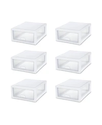 Sterilite 16 Quart Clear Plastic Stacking Storage Drawer Container Box, 6 Pack