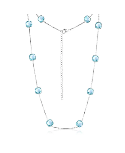Sterling Silver, Square Bezel-Set, Gem Station Necklace