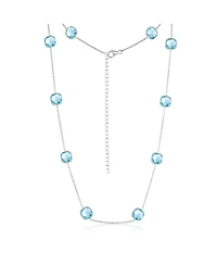 Sterling Silver, Square Bezel-Set, Gem Station Necklace