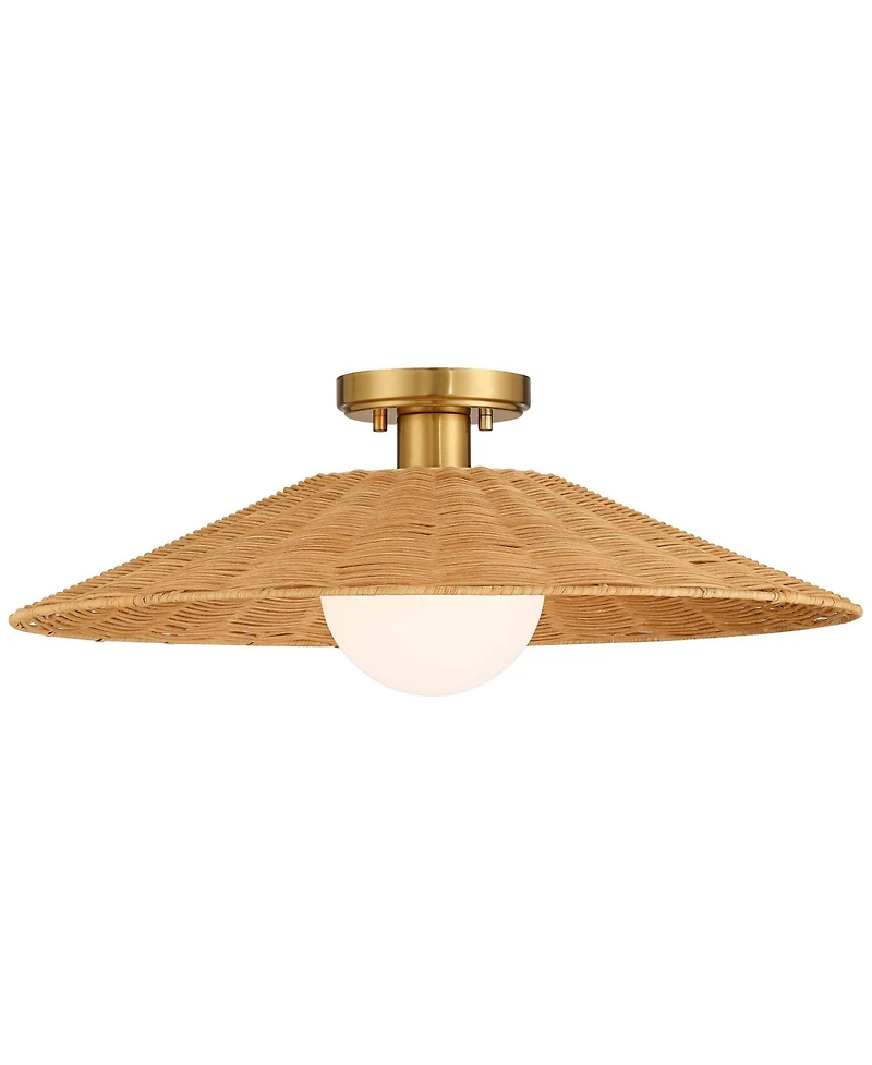Possini Euro Gavin 22 3/4" Wide Brass and Rattan Ceiling Light - Possini Euro Design