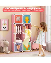 8 Cube Kids Wardrobe Closet with Hanging Section and Doors