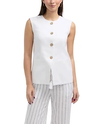 Ellen Tracy Women s Linen Vest with Welt Pockets