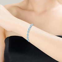 White Gold Plated with Blue or Green Pear Shaped Cubic Zirconia Tennis Bracelet