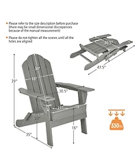 Gymax 4PCS Patio Folding Adirondack Chair Weather Resistant Cup Holder Yard