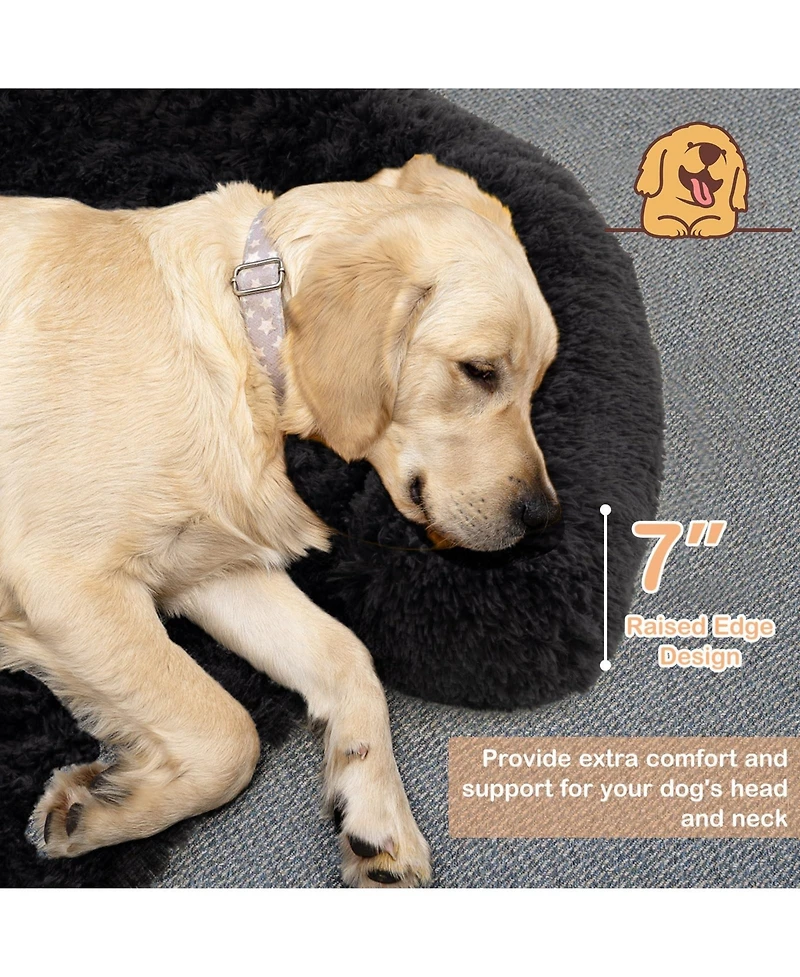 47"x 45"x 33" Plush Calming Dog Couch Bed with Anti-Slip Bottom