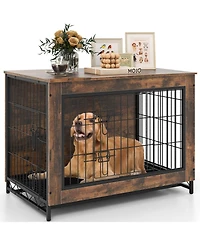 Dog Crate Furniture with Double Lockable Doors and Removable Pull-out Tray