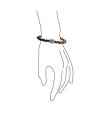 Bling Jewelry Mixed Two Tone Stretch Bracelet with Beads & Stanless Steel Toggle Clasp