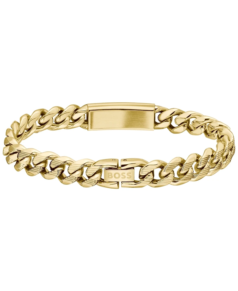 Hugo Boss Men's Kassy Emblem Ionic Gold-Plated Chain Bracelet