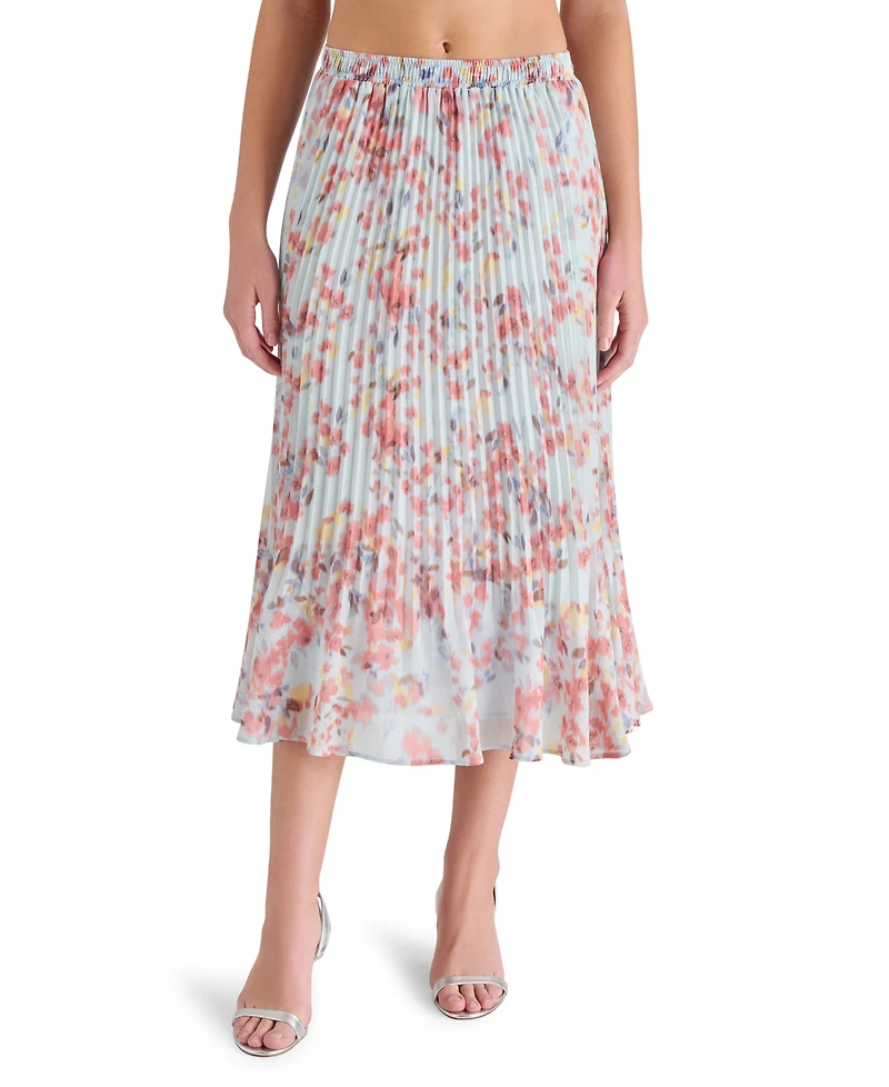 Steve Madden Women's Raina Printed Pleated Midi Skirt