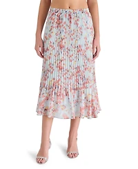 Steve Madden Women's Raina Printed Pleated Midi Skirt
