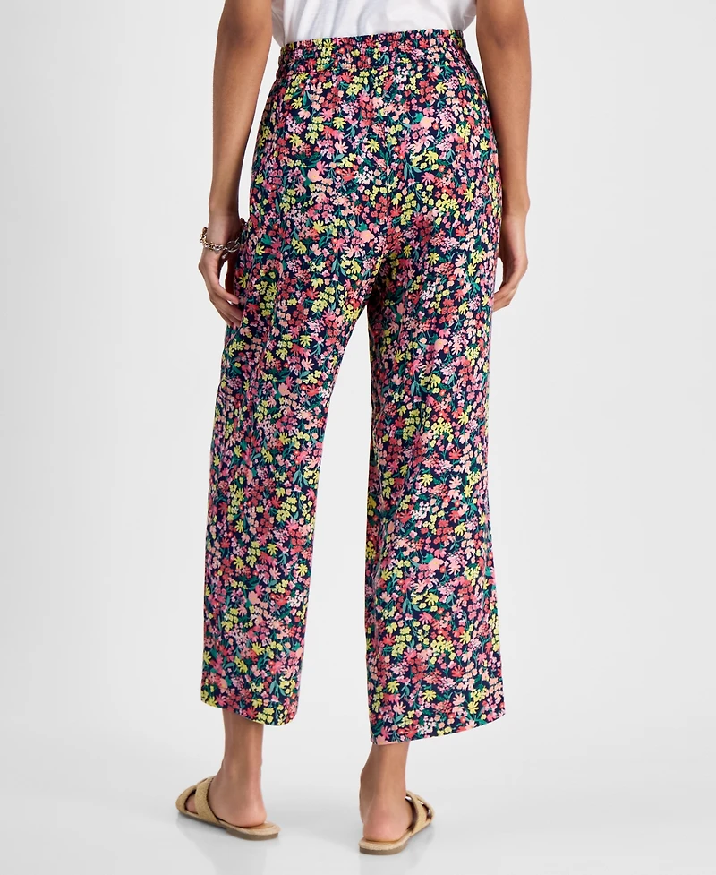 Tommy Hilfiger Women's Floral-Print Wide-Leg Pull-On Pants