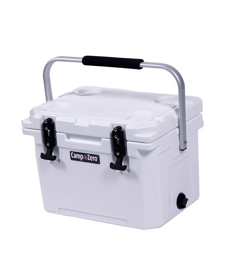 Camp-zero 20 | 21 Qt. Premium Cooler with 4 Molded-In Cup Holders and Folding Aluminum Comfort Grip Handle