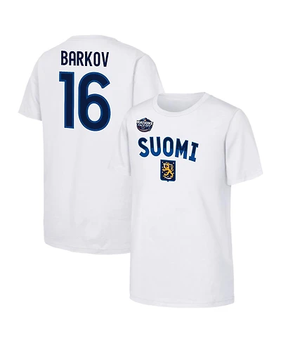 Outerstuff Big Boys and Girls Aleksander Barkov White Finland 2025 4 Nations Face-Off Player Name Number T-Shirt