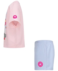 Converse Big Girls 2-Piece Boyfriend Short Sleeve T-Shirt and Shorts Set