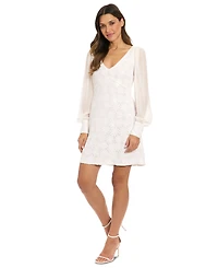 ivy + blu Women's Daisy Sequined Sheer-Sleeve Dress
