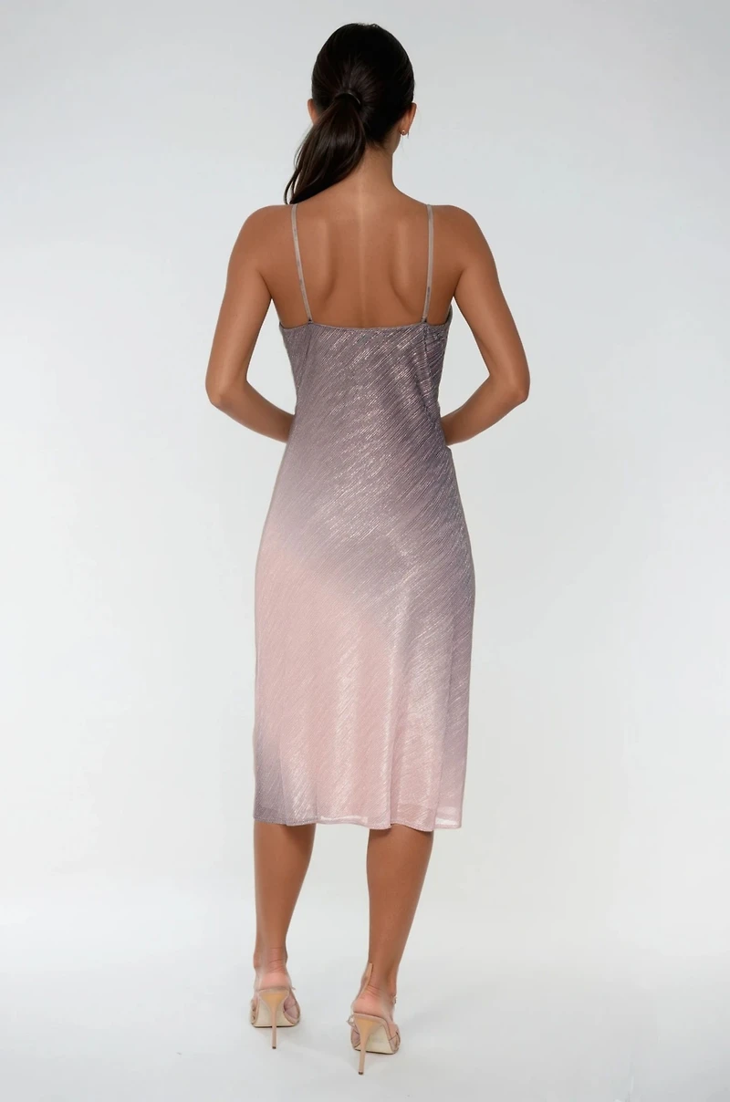 Bebe Women's Ombre Pleat Cowl Midi Dress