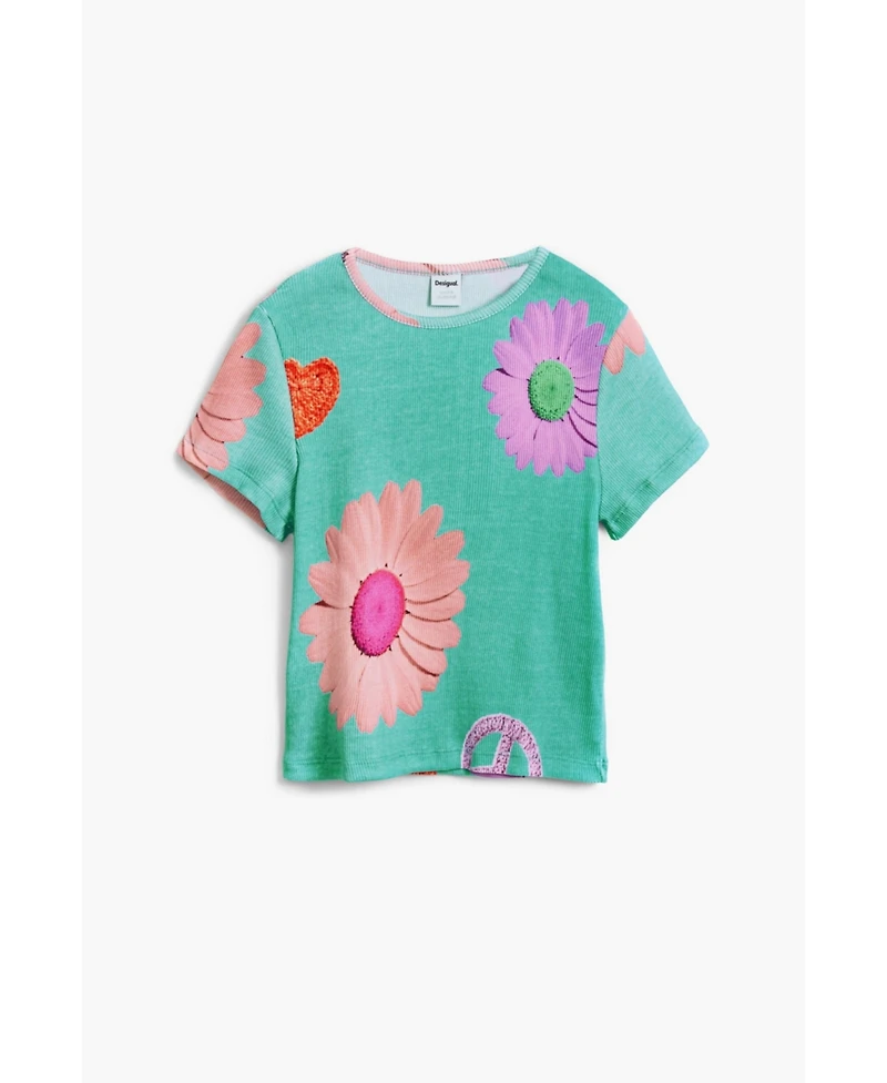 Desigual Girls Girls's Ribbed floral T-shirt