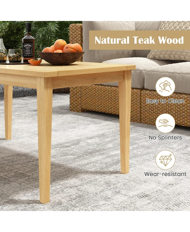 Balcony Coffee Table with Slatted Teak Top, Weather-Resistant Outdoor Design