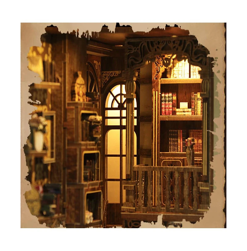 Hansilk Diy Book Nook Kit Diy Miniature House Kit Dollhouse Booknook Tiny House Decor 3D Wooden Puzzle, Gifts (Antique Book Collection Room