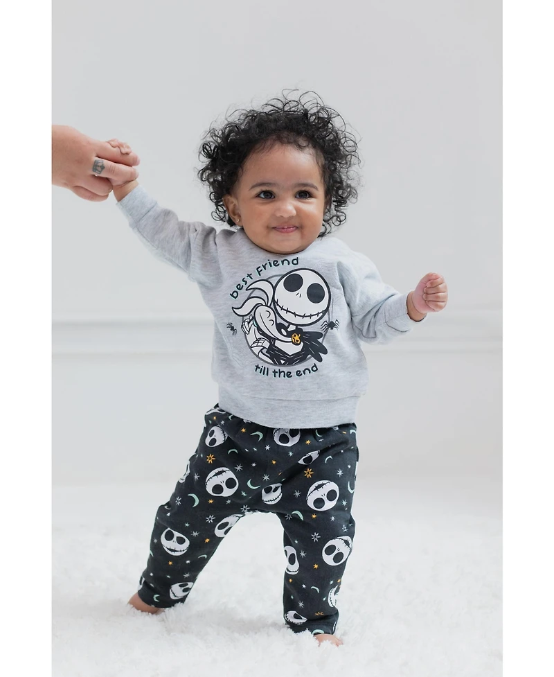 Nightmare Before Christmas Baby Boys Disney Fleece Pullover Hoodie Bodysuit and Pants 3 Piece Outfit Set