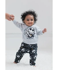 Nightmare Before Christmas Baby Boys Disney Fleece Pullover Hoodie Bodysuit and Pants 3 Piece Outfit Set