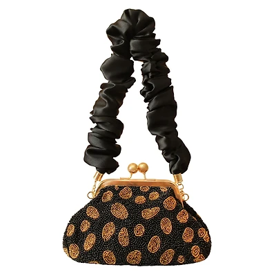 Arnoldi Black Gold Hand-beaded Clutch Bag In Black & Gold
