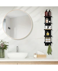 Sorbus 5 Tier Wall Mounted Floating Shelf Unit with Hooks - Home Decor and Storage Organizer