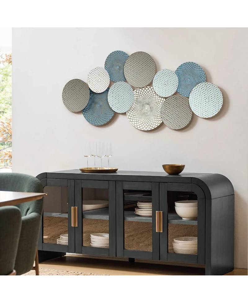 LuxenHome Distressed Multi-Color Pastels 47.4-Inch Wide Abstract Metal Wall Decor