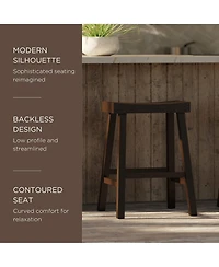 Maven Lane Vincent Wooden Rustic Aesthetic Kitchen Counter Stool, Set of 4