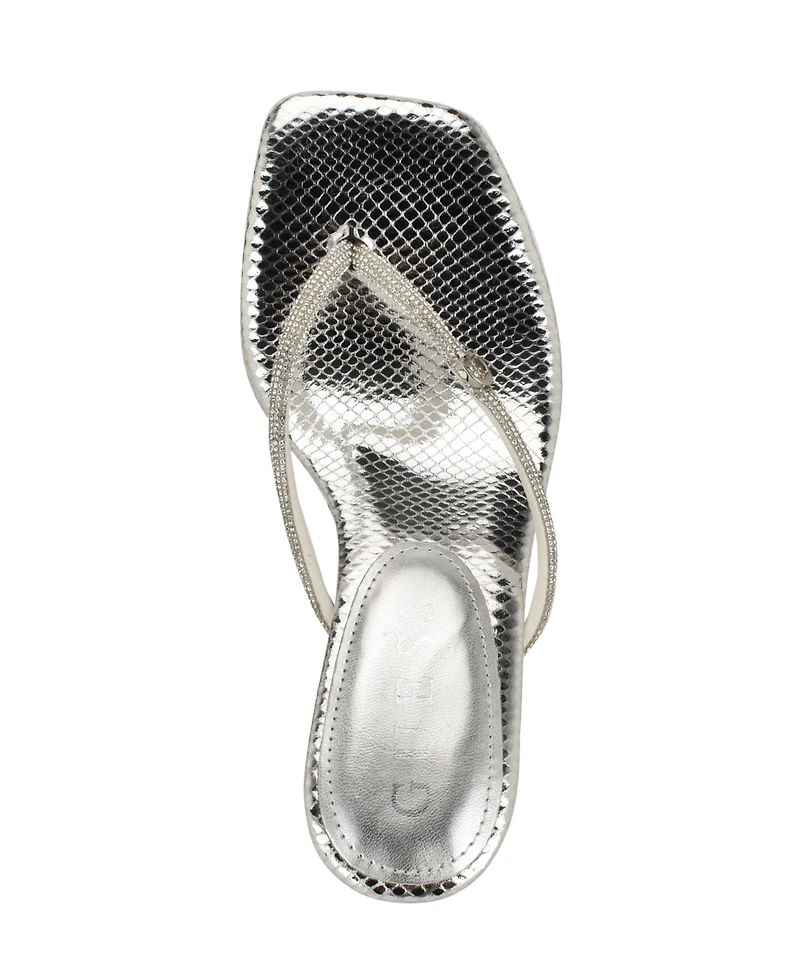 Guess Women's Mayan Rhinestone Thong Kitten Heel Sandals