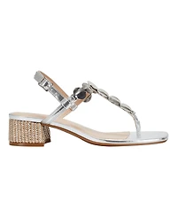 Marc Fisher Women's Caylie Embellished T-Strap Block Heel Sandals