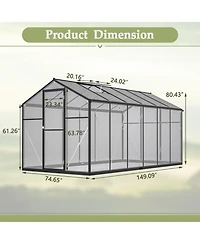 Streamdale Large Green House 6' x 12' Double Flush Door Polycarbonate Greenhouse