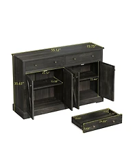 Streamdale Vintage Sideboard Cabinet 2 Drawers, 4 Doors, for Living Room, Bedroom, Kitchen