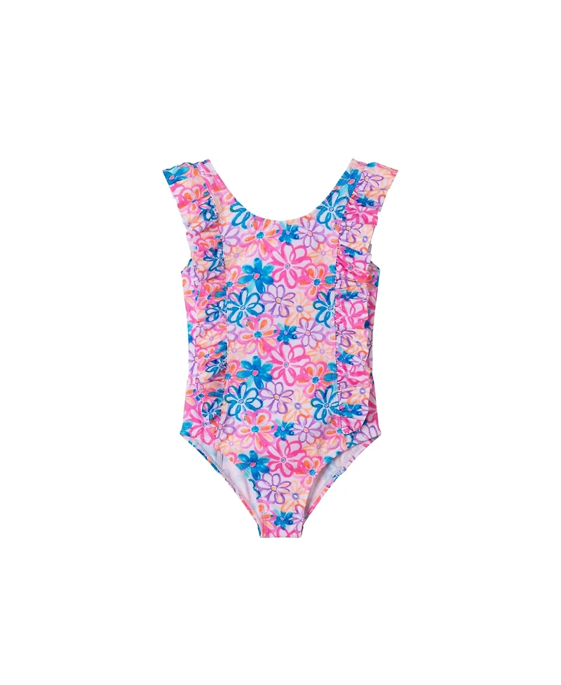 Toddler/Child Girls Floral Print Rib Swimsuit
