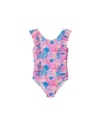 Toddler/Child Girls Floral Print Rib Swimsuit