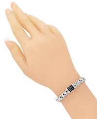 Black Spinel & Sterling Silver Paddy Oval 7mm Chain Bracelet, Medium 7.5 in