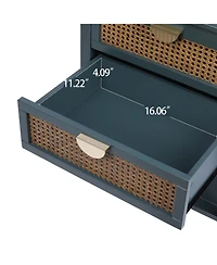 2 Drawer Nightstand Bedside Table with Rattan Drawers Side Table End Table with Storage Small Nightstand with Open Shelf for Bedroom
