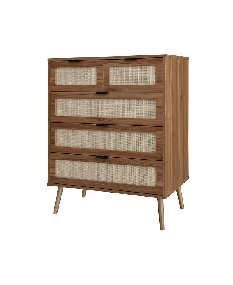 5 Drawer Dresser Modern Closet Dressers Chest of Drawers Storage Cabinet with Drawers Entryway Cabinet for Living Room, Brown