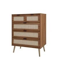 5 Drawer Dresser Modern Closet Dressers Chest of Drawers Storage Cabinet with Drawers Entryway Cabinet for Living Room, Brown
