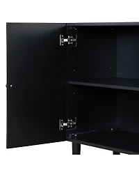 Streamdale Elegant Four-Door Sideboard with Wavy Doors, Cylindrical Legs & Metal Handles