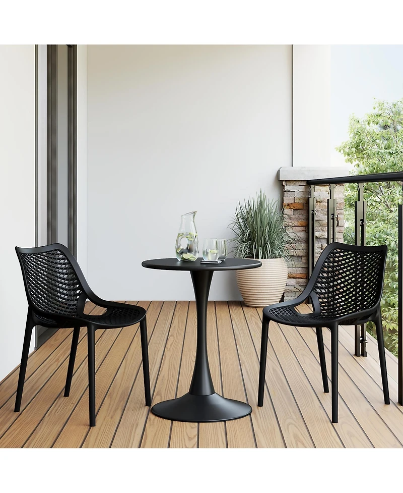 Outdoor Stackable Modern Plastic Dining Chairs (Set of 2)