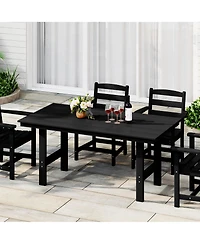 Outdoor Modern Hdpe 66" Wide Rectangle Patio Dining Table for 6